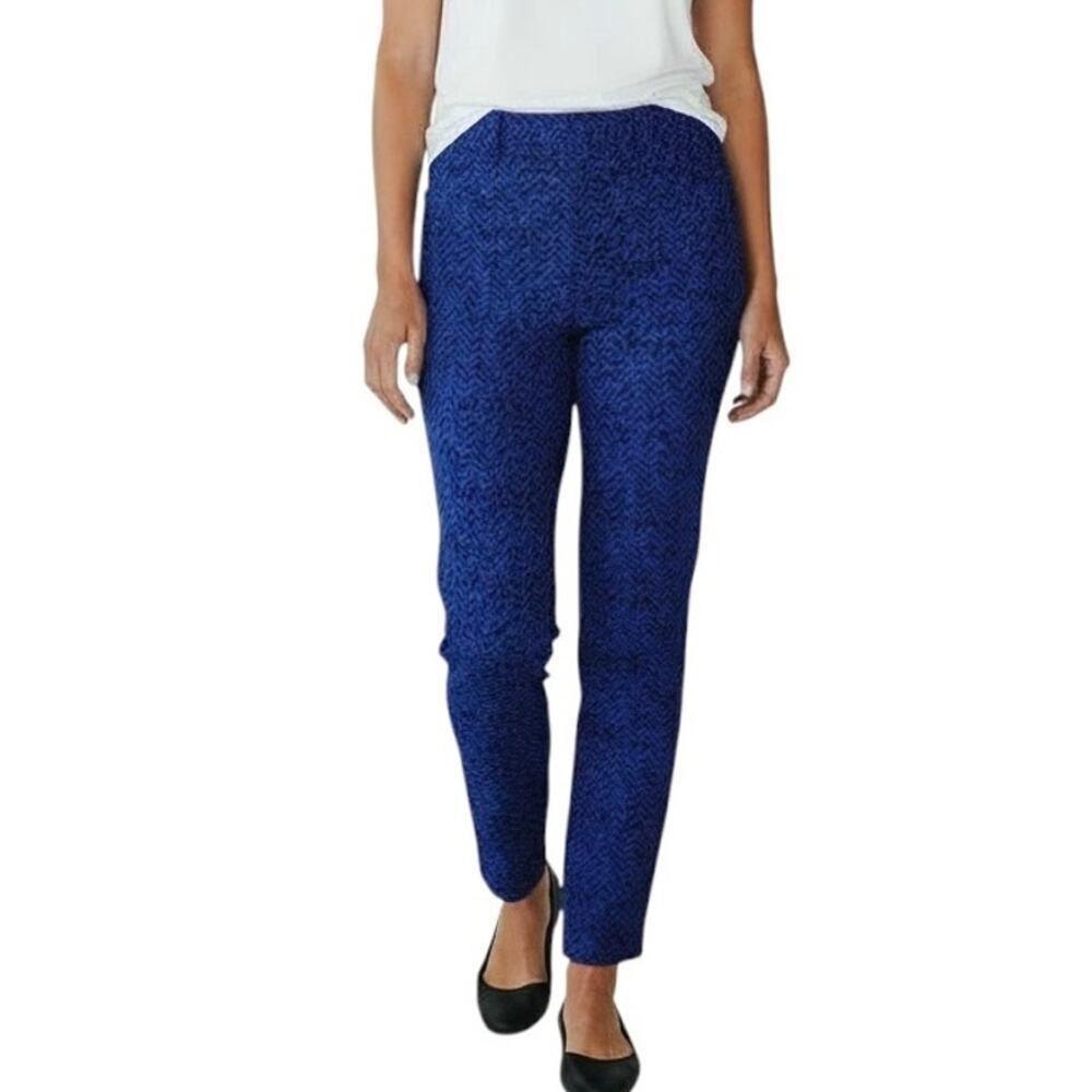 Banana Republic Women's Sloan Pants 6 Blue Ankle Anna Geometric Print Stretch